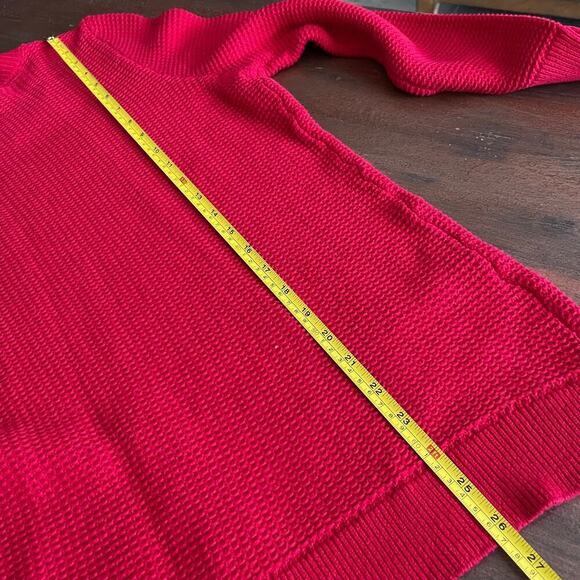 LOFT NWT Women's 100% Cotton Knit Sweater Cherry Red Size Large - Picture 8 of 8